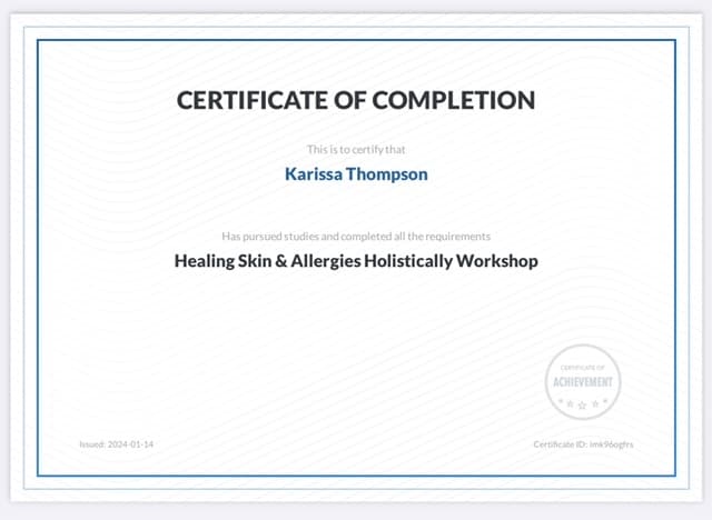 Healing Skin & Allergies Holistically Certification