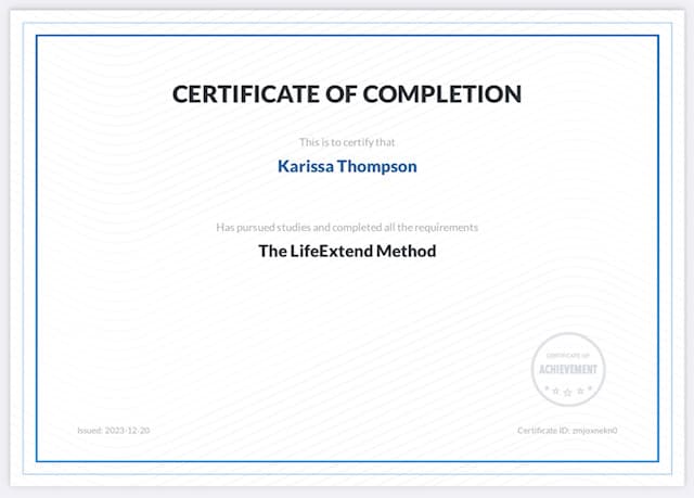 LifeExtend Method Certification