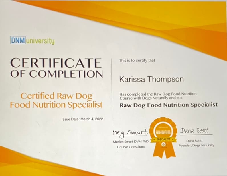 Raw Dog Food Nutrition Specialist Certification